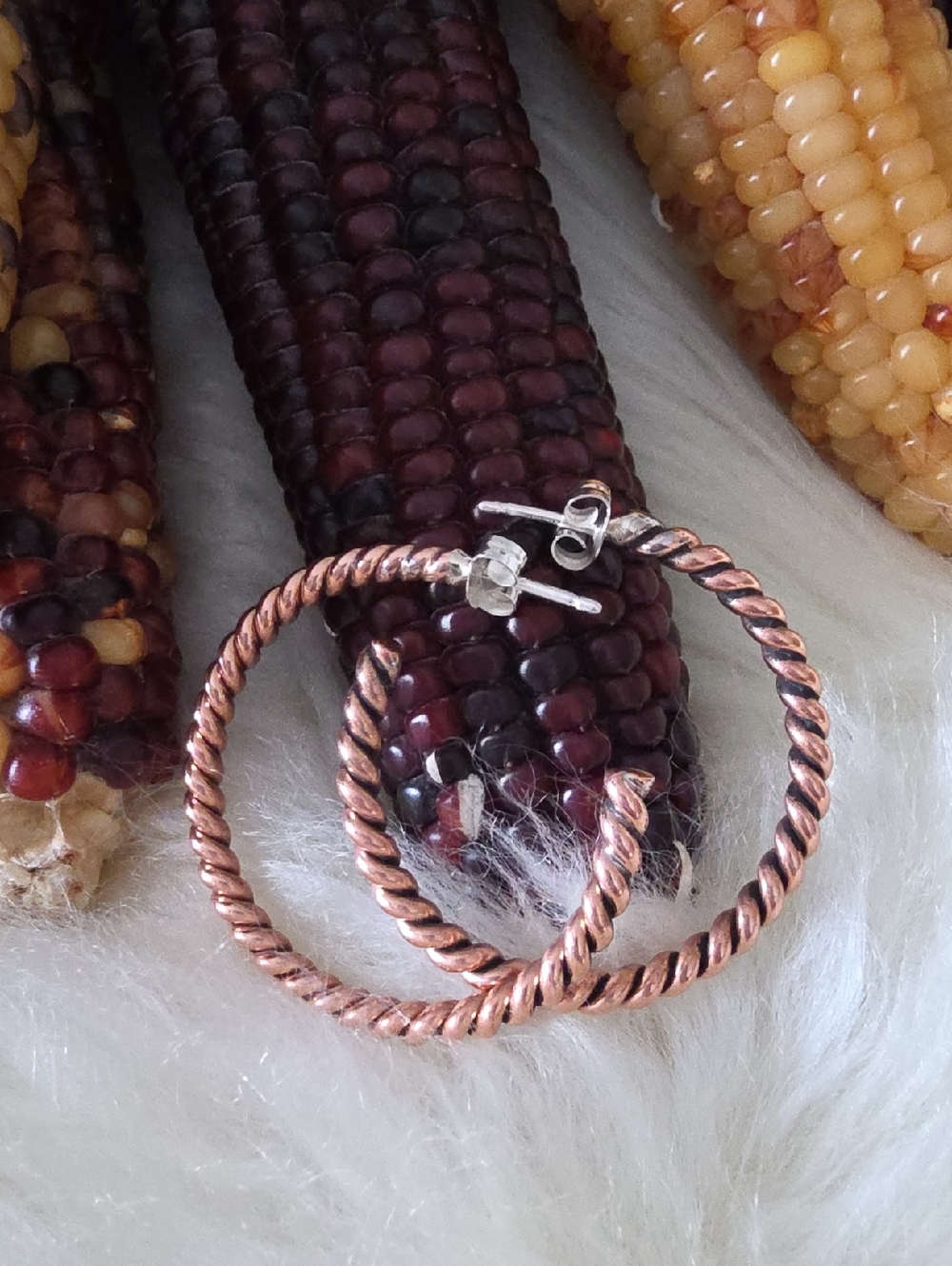 Gorgeous Native American Navajo Copper Twisted Rope Design Hoop Earrings 🤎🎁🧡